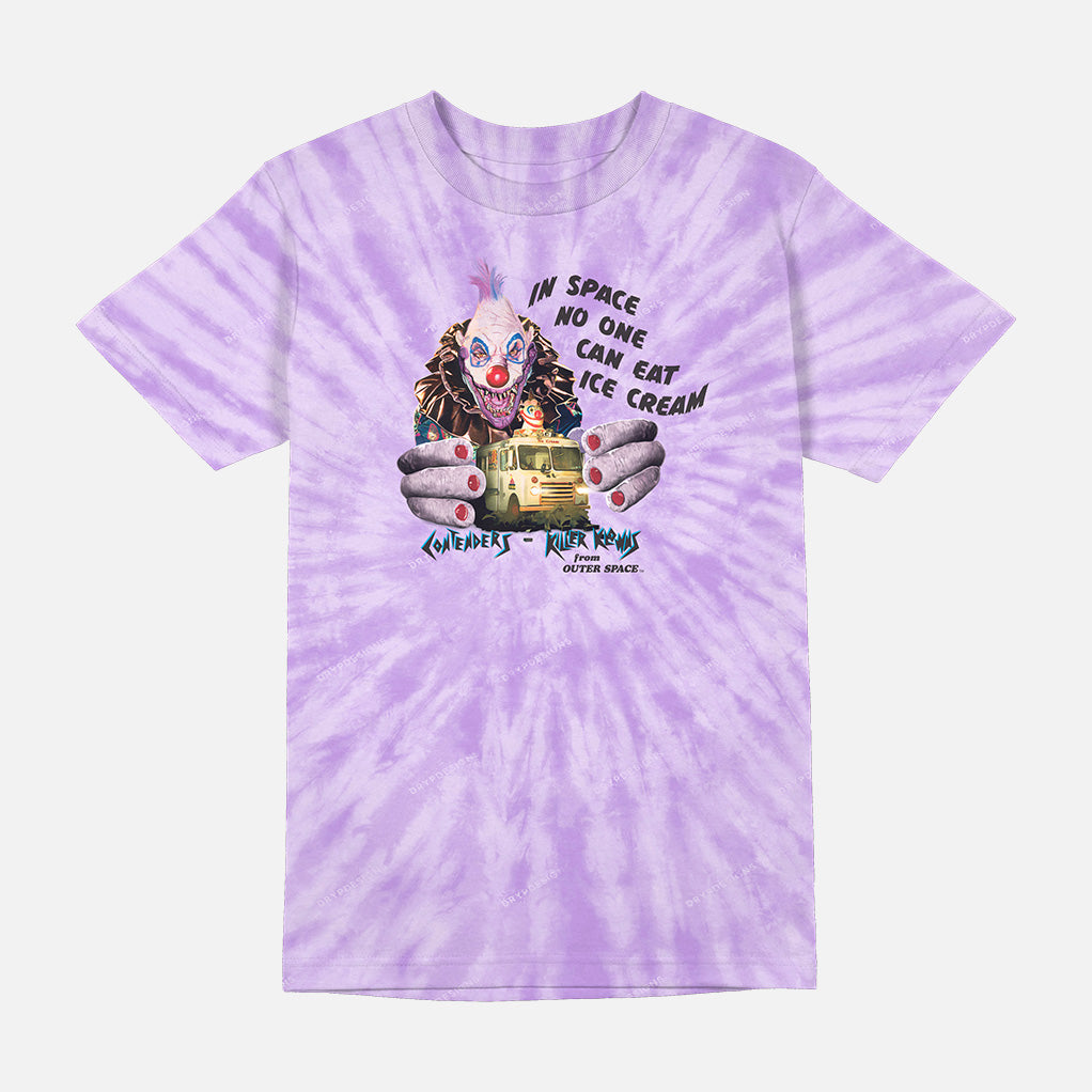 KILLER KLOWNS NO ONE EATS ICE CREAM IN SPACE TIE DYE SHIRT