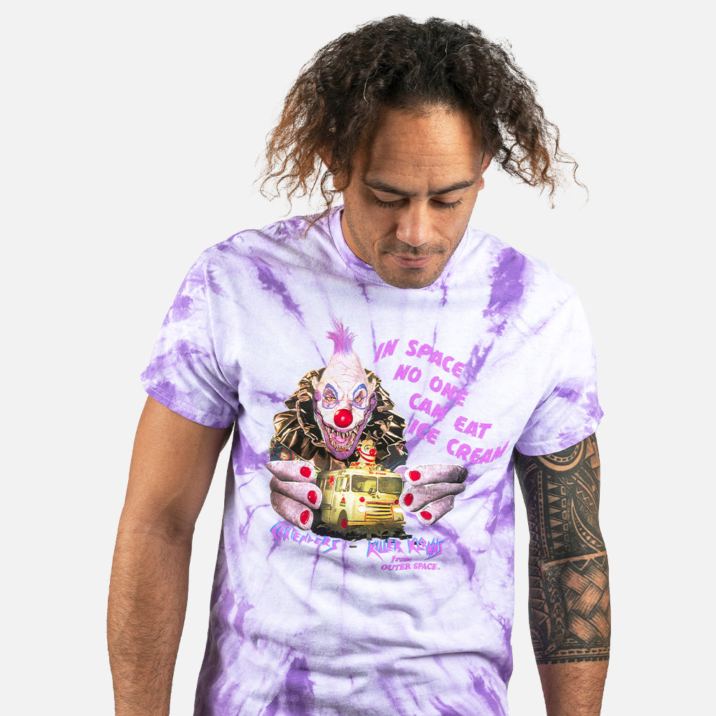 KILLER KLOWNS NO ONE EATS ICE CREAM IN SPACE TIE DYE SHIRT