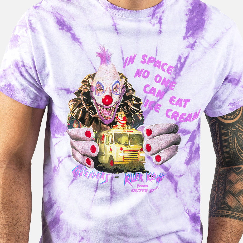 KILLER KLOWNS NO ONE EATS ICE CREAM IN SPACE TIE DYE SHIRT
