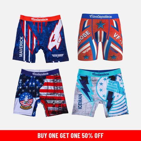 Contenders Clothing Top Gun Maverick Boxer Briefs - Ride Control No Ride-Up Comfort, Tagless Waistband (Maverick Design)