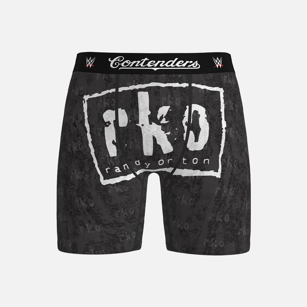 Black boxer briefs with &#39;Contenders&#39; and &#39;PKD Randy Orton&#39; branding on a white background