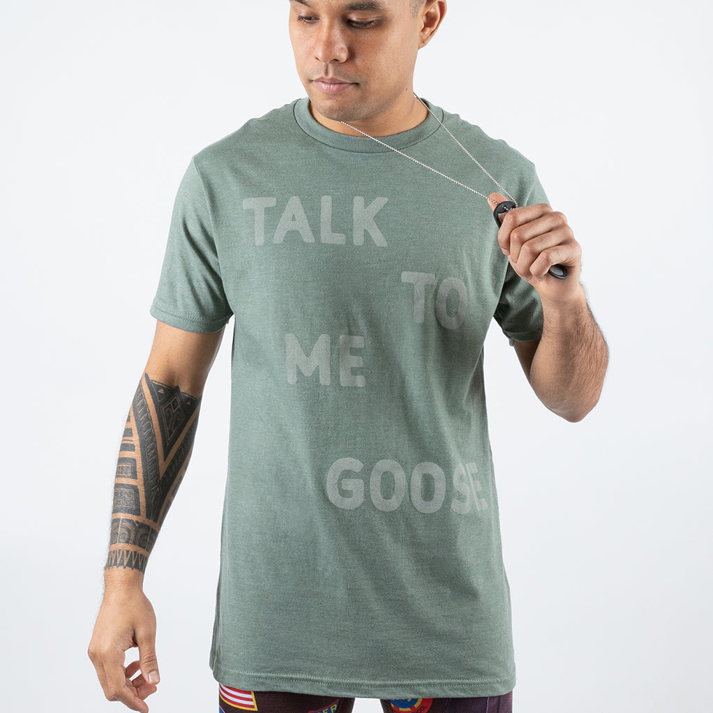 Top Gun Talk To Me Goose Distressed Text,Short Sleeve T-Shirt